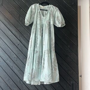 White and teal striped Cover-up